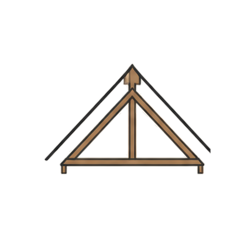 Strichzeichnung eines Satteldachstuhls mit Lärchen-Holzbalken